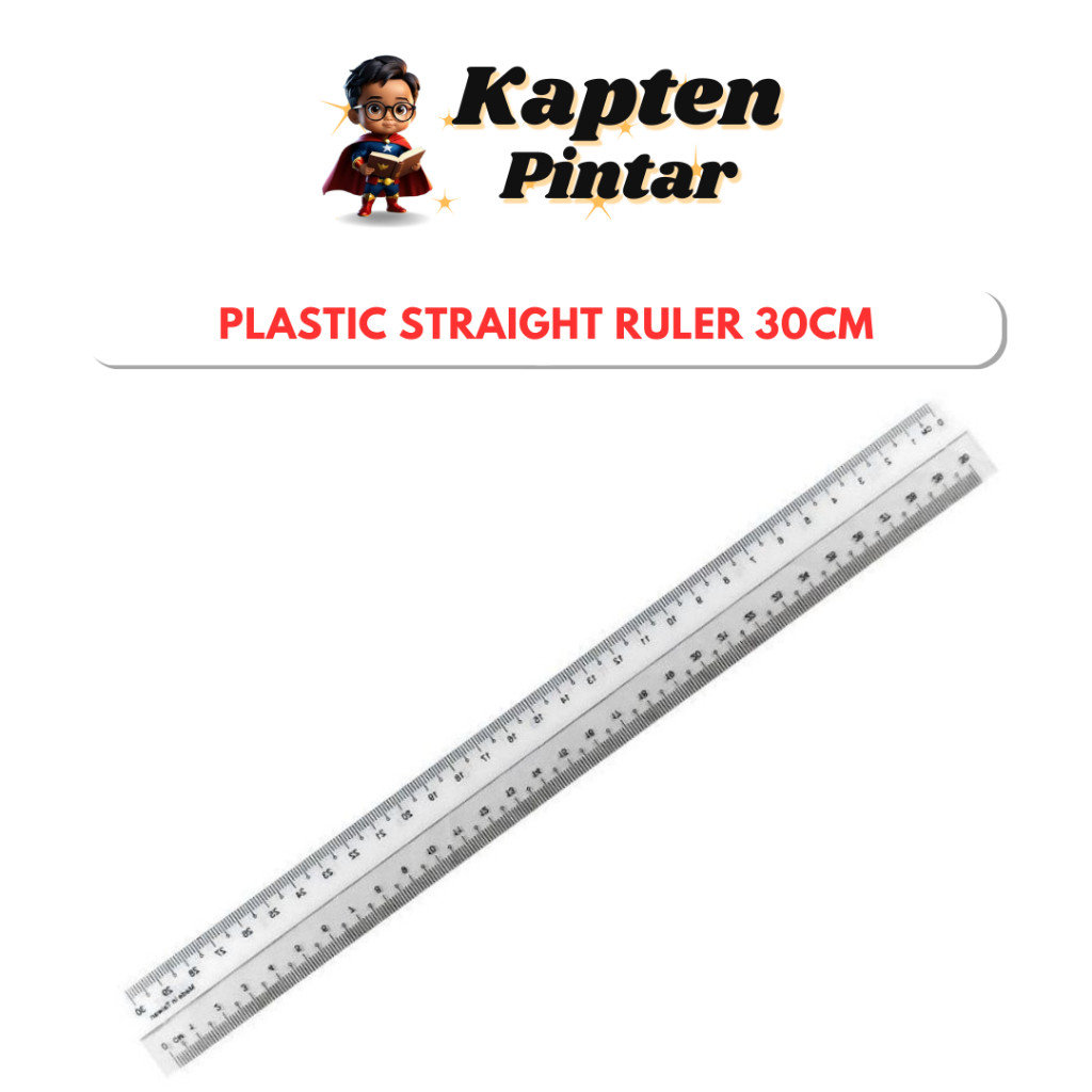 Plastic straight ruler 30cm- Durable and Easy-to-Read Measurement Tool