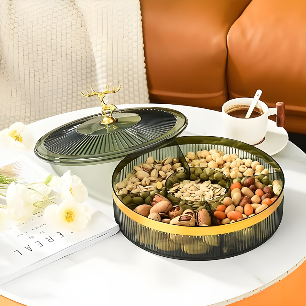 2024 Home Living Storage Box Candy Box Light Luxury Transparent Dried Fruit Plate Nut Snack - Image 3