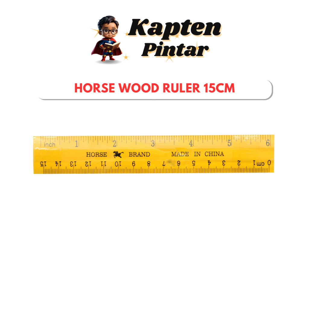 Horse Wood Ruler 15cm