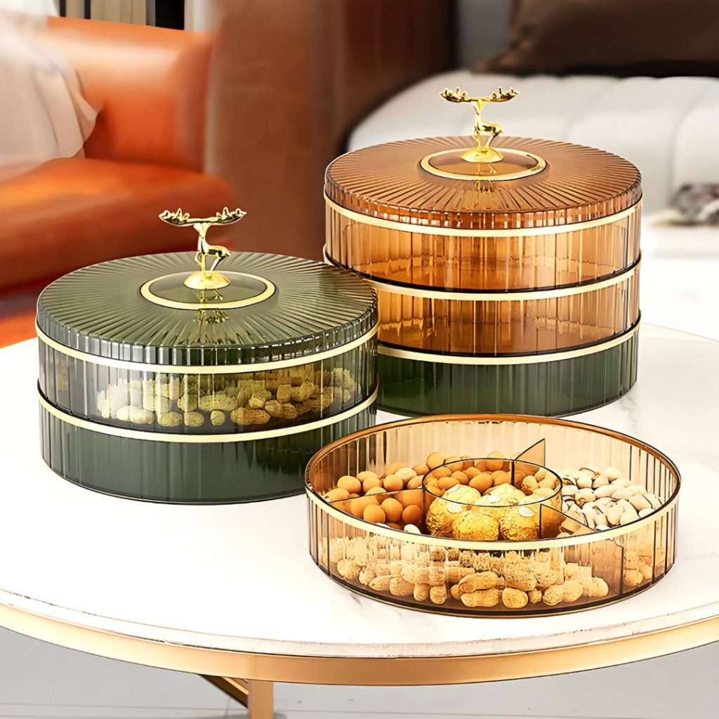 2024 Home Living Storage Box Candy Box Light Luxury Transparent Dried Fruit Plate Nut Snack - Image 4